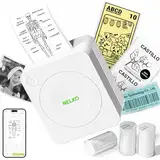 Nelko Mini Drucker PM230 Aufkleber Drucker Fotodrucker mit 3 Rollen Etiketten für Smartphone Thermodrucker Bluetooth Etikettendrucker für DIY Erstellung, Studiennotizen, (Weiß)