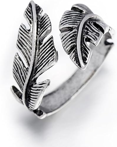 Gehanico Ring Verstellbar Feder Ring Ring im Punk-Stil Frauen Offene Ring Unisex Vintage Angel Ring Engels Flügel Ring Angel Ring Engels Flügel Ring für personalisiert Verlobungsringe Eheringe