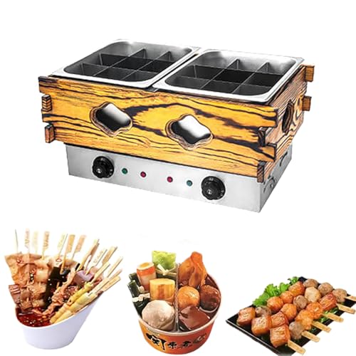 Kommerzieller Oden-Topf – 9 Boxen Oden Kochmaschine, Edelstahlkörper, einstellbare Temperatur 60 ~ 200 °C, abnehmbare Trennwand, vielseitiges Kochgerät für Restaurants, 585 x 370 x 295 mm