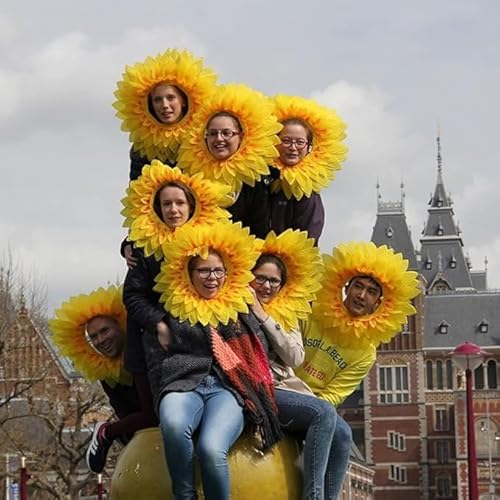 COACOM 2 Stücke Sonnenblumenhaube, Lustige Kreative Hüte, Kinderbühnen-Accessoires, Rollenspiele, Party-Performance-Dekorationen.
