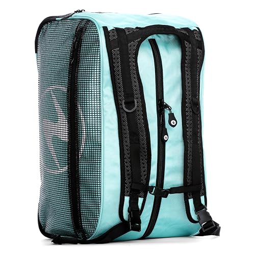 AQUALUNG Explorer Duffpack - Vielseitige Tauchertasche mit verstellbaren Trägern, Netz-Trockenfach, Fins-Befestigungen, kompakt und langlebig, gut für Ihre Tauchreisen, Hellblau
