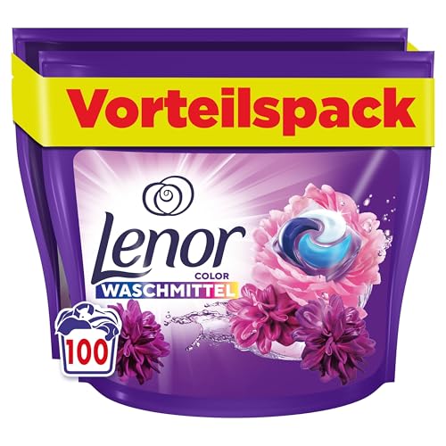 LENOR PODS Waschkapseln Colorwaschmittel 100 Waschladungen, Blütentraum, Langanhaltende Frische Und Geruchsentfernung Bei Kaltwäsche