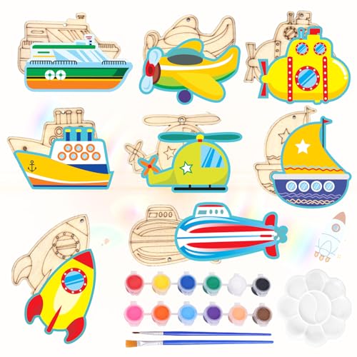 20 Stück Luftfahrzeuge Bastelset Kit,Luftfahrzeuge zum Bemalen,Holz Luftfahrzeuge Basteln,Luftfahrzeuge Holz Deko,Basteln mit Holz für Kinder,farbiger Pinsel,für DIY Kinder Malen Dekoration