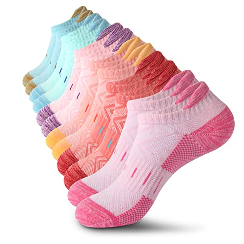 YOJOOM Sneaker Socken Damen 6 Paar Füßlinge Sportsocken Atmungsaktives Baumwolle Kurz Socken Damen Gepolsterte Laufsocken (DE/NL/SE/PL, Numerisch, 35, 38, Regular, Regular, mehrfarbig)