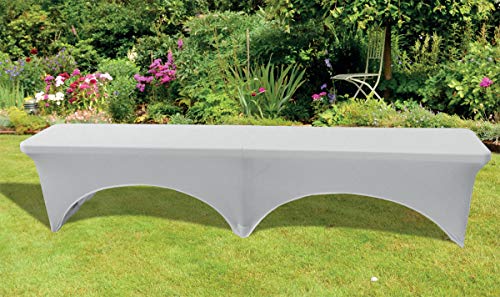 Fachhandel Plus Husse weiß für Bierbank Koffer-Klappbank Gartenbank klappbare Bank Bierzeltgarnituren-Bank Bankhusse faltenfrei bügelfrei pflegeleicht waschbar 183 x 30 x 43 cm