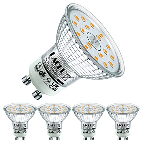 EACLL GU10 LED Warmweiss 4.9W Ersetzt 70W Halogen Leuchtmittel, 4er-Pack. 515 Lumen 2700K Birnen, AC 230V Flimmerfrei Strahler, Abstrahlwinkel 120° Spot, Nicht Dimmbar Reflektorlampen