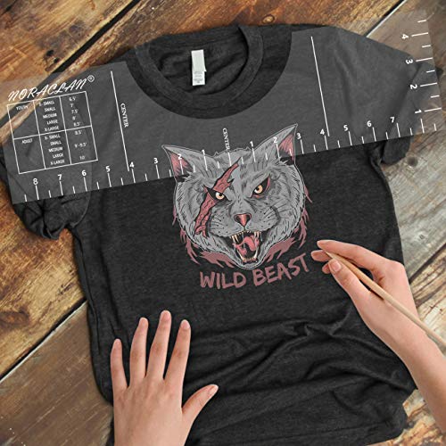 T-Shirt-Lineal, Ausrichtungswerkzeug für das Auftragen von Vinyl- und Sublimationsdesigns auf Hemden mit integrierter Größentabelle – HTV-Ausrichtungswerkzeug