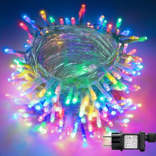 LEDYA Lichterkette Aussen, 10M 100 LED Lichterkette Strom Bunt mit 8 Modi, Wasserdichte IP44 für Balkon, Garten, Schlafzimmer, Geländer, Weihnachten, Innen, Aussen Dekoration