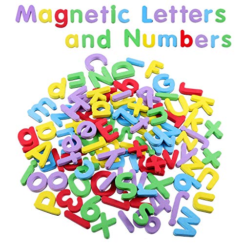 Magnet Buchstaben und Zahlen, 108 Stück Magnetbuchstaben für Kinder, Magnetische Alphabet und Zahlen für Magnettafel und Kühlschrank, für ABC Lernspiele, Buchstabieren Lernen, Lesen und Phonetik üben