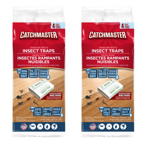 Catchmaster Universal Ungeziefer Falle zur Bedarfsermittlung & Monitoring 8X - für Silberfische, Schaben und Spinnen (2X 4er Packs)