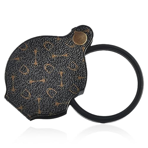 JOCXZI Magnifying Glasses,Magnifying Glass,Magnifier,Pocket Magnifying Glass,Lente d'ingrandimento in Pelle da 70 mm lente d'ingrandimento tascabile pieghevole in Pelle