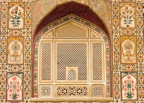 BELECO 2,1 x 1,5 m Stoff Indien Jaipur Fort Religiöse Hindu-Architektur Hinduismus Hintergrund für Foto indisches Thema Reise Party Dekorationen Babyparty Fotoshooting Requisiten