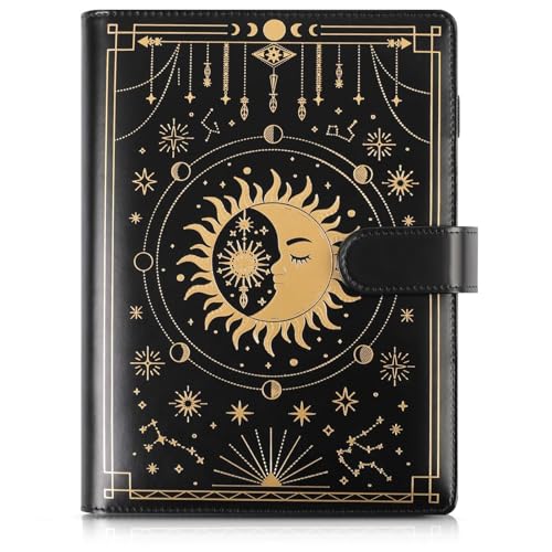 SKYDUE A5 Binder, A5 Ringbuch Kunstleder, Ringbuch A5 Nachfüllbar, Budget Binder A5, Notizbuch A5(Innenpapier Nicht Enthalten), Organizer A5 Für Büro Schule Und Reisearbeit(Schwarz)