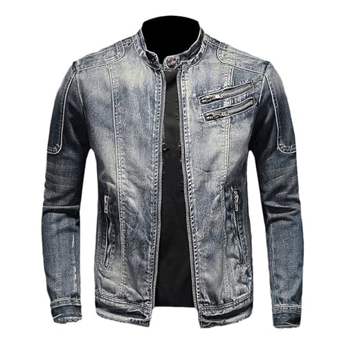 Jeansjacke Herren Mode Denim Jacke Warme Gefütterte Herrenmantel Vielseitig Jeans Jacken Trend Mantel Casual Einfarbig Winterjacke Freizeit Cargo Übergangsjacke Winddicht Langarm Slim Fit Arbeitsjacke