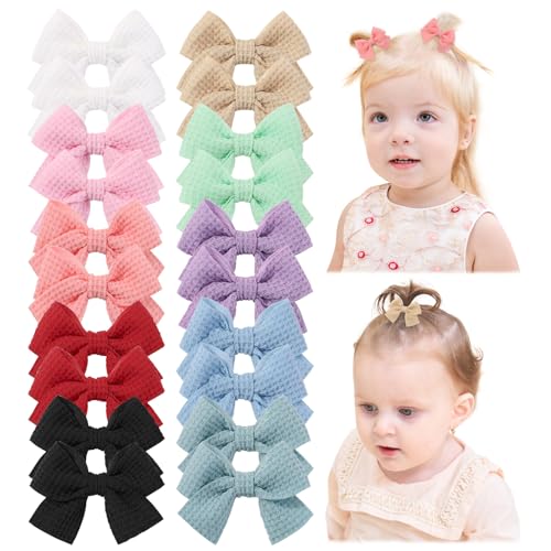 Jollybows 20 Stück Baby Mädchen Haarschleifen, 2 Zoll / 5 cm Haarspangen Haarklammern Haarclips Spangen Baby Haarschmuck für Mädchen Kinder Teenager Damen (Helle Farbe)