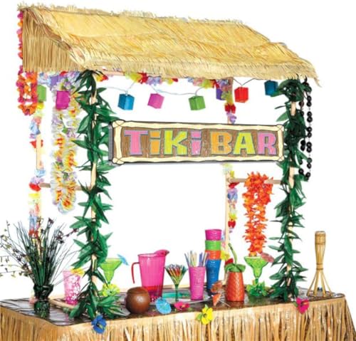 (CC - Check parts) (PKT20) Table Top Tiki Bar Hut (52in x 53in x 23in)