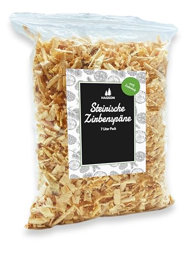 Hagson steirische extra feine Zirbenspäne zum Nachfüllen von Zirbenkissen, 7 Liter Pack, Unbehandeltes Zirbenholz, zum Befüllen von Zirbenkissen, doppelt gesiebt und extra weich (1)