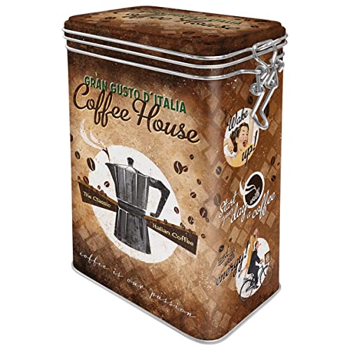 Nostalgic-Art Retro Kaffeedose, 1,3 l, Coffee House – Geschenk-Idee für Kaffee-Fans, Blech-Dose mit Aromadeckel, Vintage Design