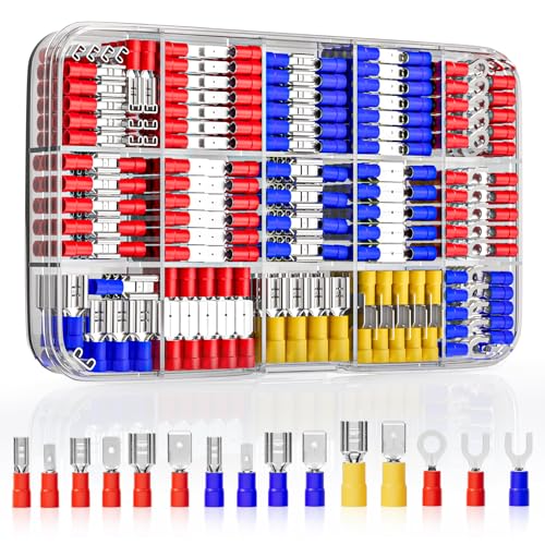GIZGA Kabelschuhe 368pcs Kabelschuh Set Flachsteckhülsen Sortiment 0.5-6.0mm² Elektrische Sortiment Flachstecker und Gabelkabelschuhe, Ringkabelschuhe