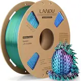 LANDU Silk PLA Filament Tricolor 1,75mm 1kg 3D Drucker Filament 3 Color PLA Filament Silk Hochglänzende Oberfläche Maßgenauigkeit +/-0.02mm,Rot Blau Grün