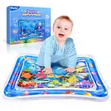 Dusor Wassermatte Baby Spielzeug 3 6 9 Monate, Wasserspielmatte BPA-frei, Spielmatte Baby, Aufblasbare Bauchzeit Matte, Spaßaktivitäten Das Stimulationswachstum Ihres Babys