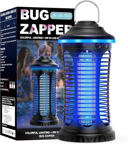 HgUltra Insektenvernichter Elektrischer 2-in-1 mit 2000V Hochvolt & 4000 mAh Akku | Tragbare Mückenlampe mit LED-Licht für Drinnen/Draußen| USB-Betrieb & Leicht zu Transportieren