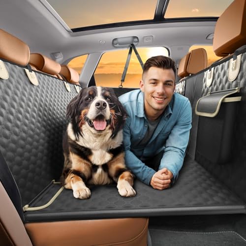 SHARLOVY Rücksitzverlängerung für Hunde, Hochleistungs-Hundeautositzbezug für den Rücksitz und aggressiven Kauer, großer Autositzbezug mit hartem Boden für Hunde, Hundehängematte für Auto.