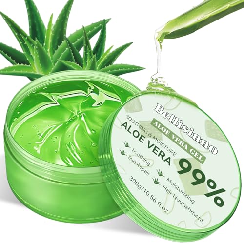 300 ml Aloe Vera Gel für Gesicht, Haare und Körper, Natürliche, Beruhigende und Pflegende Feuchtigkeitscreme für Trockene, Beanspruchte Haut und Sonnenbrand