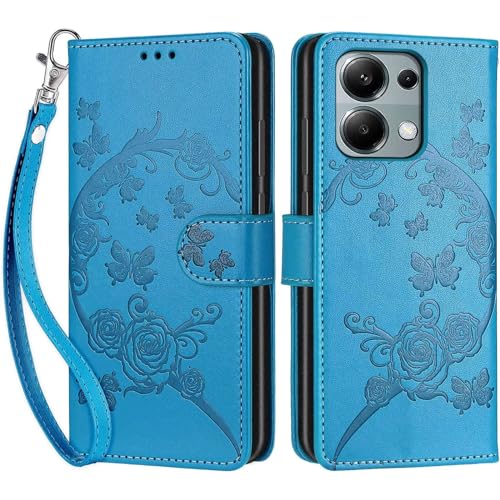 Tivenfezk Nadoli Handyhülle für Xiaomi Redmi Note 13 Pro 4G,Blumen Schmetterling Hülle PU Leder Klapphülle Klappbar Schutzhülle Handytasche Stoßfeste Brieftasche Flip Case Cover