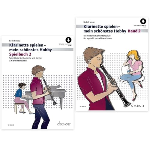 Klarinette spielen - mein schönstes Hobby Band 2 und Spielbuch 2 ( ED 20642D, ED 20643D, 9783795725891, 9783795724535) + Soundman Durchziehwischer für Klarinette (Starterset)