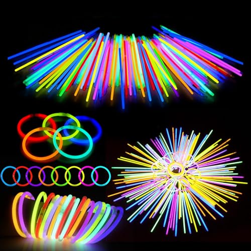 Kangtaixin Knicklichter Party Set für Kinder – 100 Leuchtstäbe mit 100 Verbindern, Party Deko für Halloween, Weihnachten, Festival & Hochzeiten, Mitgebsel & Gastgeschenke für Kindergeburtstag
