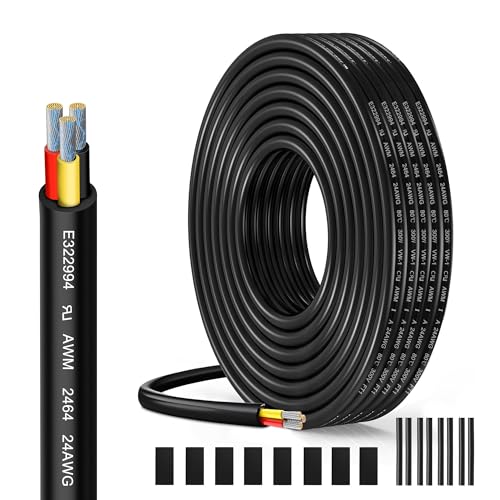 24AWG 3x0,23mm²UL2464 Elektrischer Draht,5m 3-adriges Verlängerungskabel,300V spannungsfest,verzinntes Kupferkabel,geeignet für LED-Lampen im Automobil,Landschaftsbeleuchtung und Outdoor-Geräte