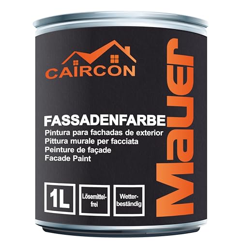 CAIRCON Fassadenfarbe für Außen Wandfarbe Außenfarbe Weiss Wetterfest 750ml
