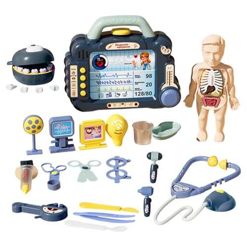 Kinderarzt Kit, vor, Doctor Set | Doktorrollenspiel Set | 36x Cosplay Accessoires Kinder gefälschter Klanglichtdetektor und Stethoskop für den Kindergarten