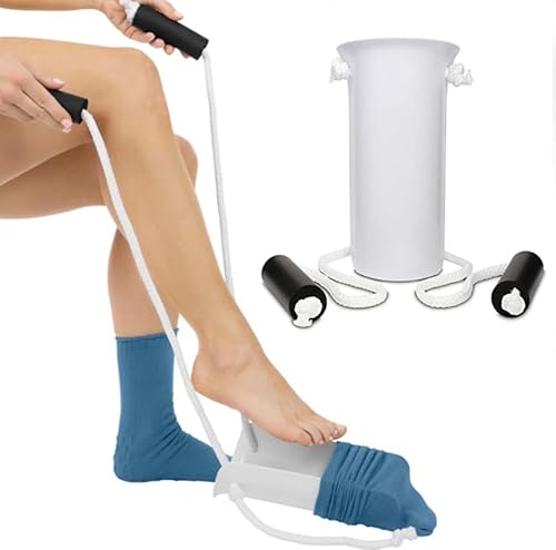 Sockenhilfe zum An- und Ausziehen von Socken Behinderungshilfen Sockenhelfer mit EVA-Griffen Ziehen Socken-Schieber Werkzeug ohne Bücken für ältere Menschen Behinderte schlechten Rücken Person