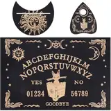 NHQZ Ouija Brett,Hexenbrett,Ouija-Brettspiel,Holz Geisterbrett Pendelbrett Sprechende Ouija-Bretter Holz Mit Planchette Wünschelrute Wahrsagen Kit,Schwarzes Holz Geistes Brett Sprechendes