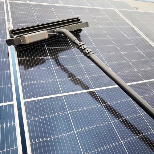 QFGain Reinigungswalze FüR Solarmodule – Trocken-/Nassbetrieb, Verstellbare Teleskopstange, Automatisch Um 360° Drehbare Dachreinigungswalze, Reinigungsbreite 60 cm,Mainspower-3.5m