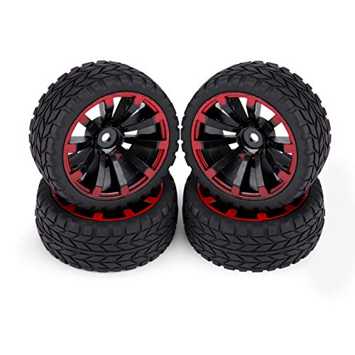 RC Autoreifen, Rennwagenreifen, Offroad Gummireifen und Radfelgen, Nabenradfelgen und Reifen für RC 1:10 Autoteile(Getreidemuster)