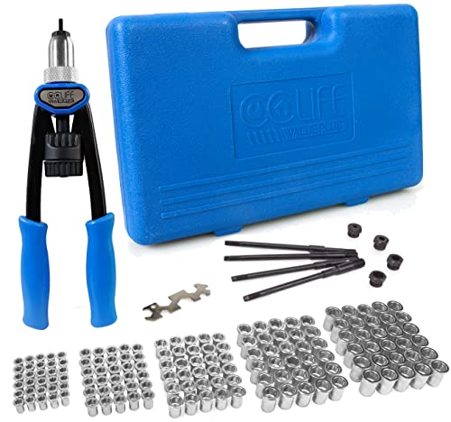 CCLIFE Profi Nietzange Set Nietmutternzange inkl. 150 Gewinde Nietmuttern aus Stahl in M5 M6 M8 M10 M12…