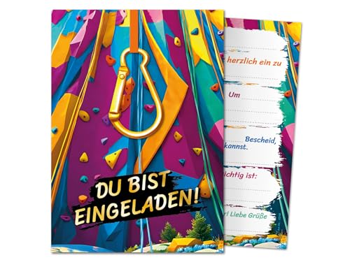 12 Einladungskarten zum Kindergeburtstag Jungen Mädchen Klettern Kletterpark coole bunte Einladungen zum Geburtstag