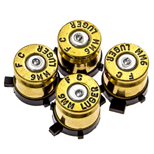 The Gaming Shop PS4 Bullet Buttons Gold - Silber aus mit echten Einmal gebrannt 9 mm Bullet Gehäuse – für PS4 PS3 und PS2-Controller