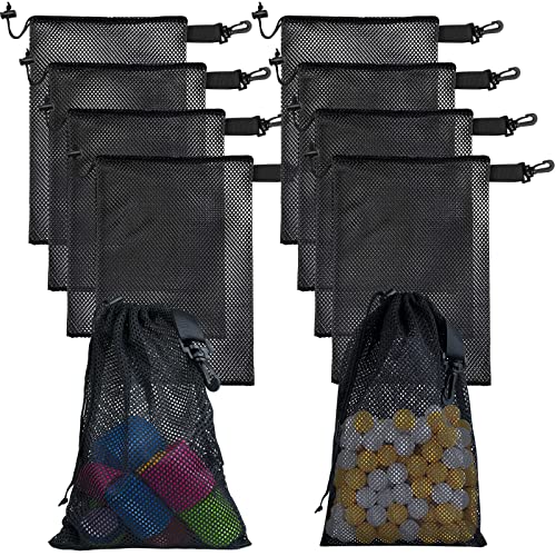 JYiuog Nylon-Netztaschen mit Kordelzug und Clips, tragbare Aufbewahrungstaschen für Spielzeug, Sport, Aufbewahrung, Tauchen, Outdoor-Aktivitäten und mehr,schwarze (10, 40x50cm)