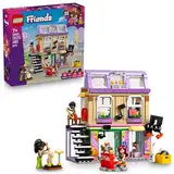 LEGO Friends Musikladen & Wohnung - Spielzeug mit 3 Mini-Puppen, Corgi-Tierfigur & Musikinstrumenten, inkl. Klavier, Schlagzeug, Gitarren und Zubehör - Geschenk für Mädchen ab 7 Jahren - 42653