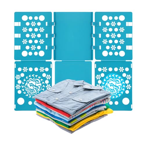 Faltbrett für Kleidung, T-Shirt Falthilfe, Verstellbares und Tragbares Kleider-Faltbrett, Blau, Ideal für Reise und Zuhause