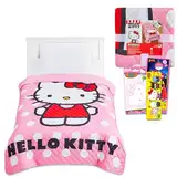 Hello Kitty Bedspread Twin Set for Kids - Bundle with Hello Kitty Quilted Bedspread for Twin Bed Plus Stickers, More | Hello Kitty Twin Bedding Set for Girls