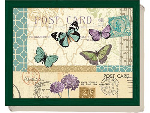 Creative Tops Lap Tray für Laptops, Mahlzeiten im Freien, TV-Dinner, Arbeitsfläche und mehr, Lap Compartment Baumwollkissen und Holz, Multi-Colour Postcard Collection, 1 Tablett, 520g