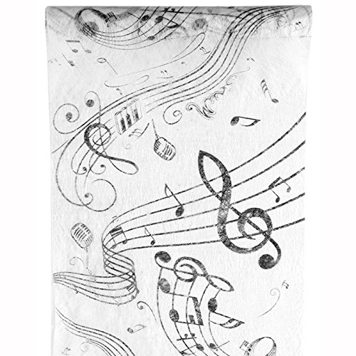 Party Discount NEU Tischläufer Musiknoten, 30 cm x 5 m