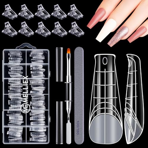 MELLIEX 120 Stücke Dual Nail Forms Set, Nagelverlängerung Verlängerung Nagel Gel Formen Nagelform Set mit Dual-Ended Nagel Pinsel, Nagelspitzen Clip und Nagelfeile