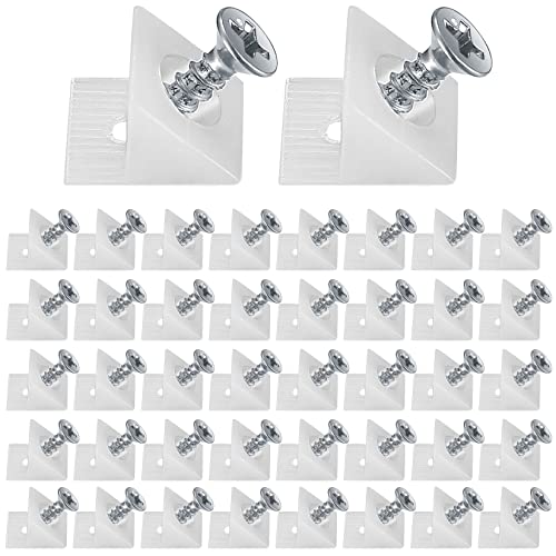 120 Stk Rückwandverbinder, Schubladen Keile, Durchhängende Schubladenböden, Schrankrückwand, Kunststoff Rückwandhalter mit Schrauben - Weiß (120)