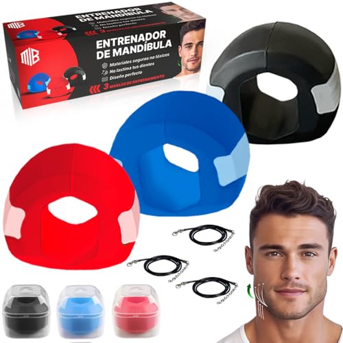 ManiBoom Jawline Trainer für Kiefer, 3 Widerstandsstufen - Kiefer Trainer zum ENTLERNEN von Doppelkinn - Jaw Exerciser Mewing zum Stilisieren - Kiefertrainer, Kieferretter mit Trainingsanleitung